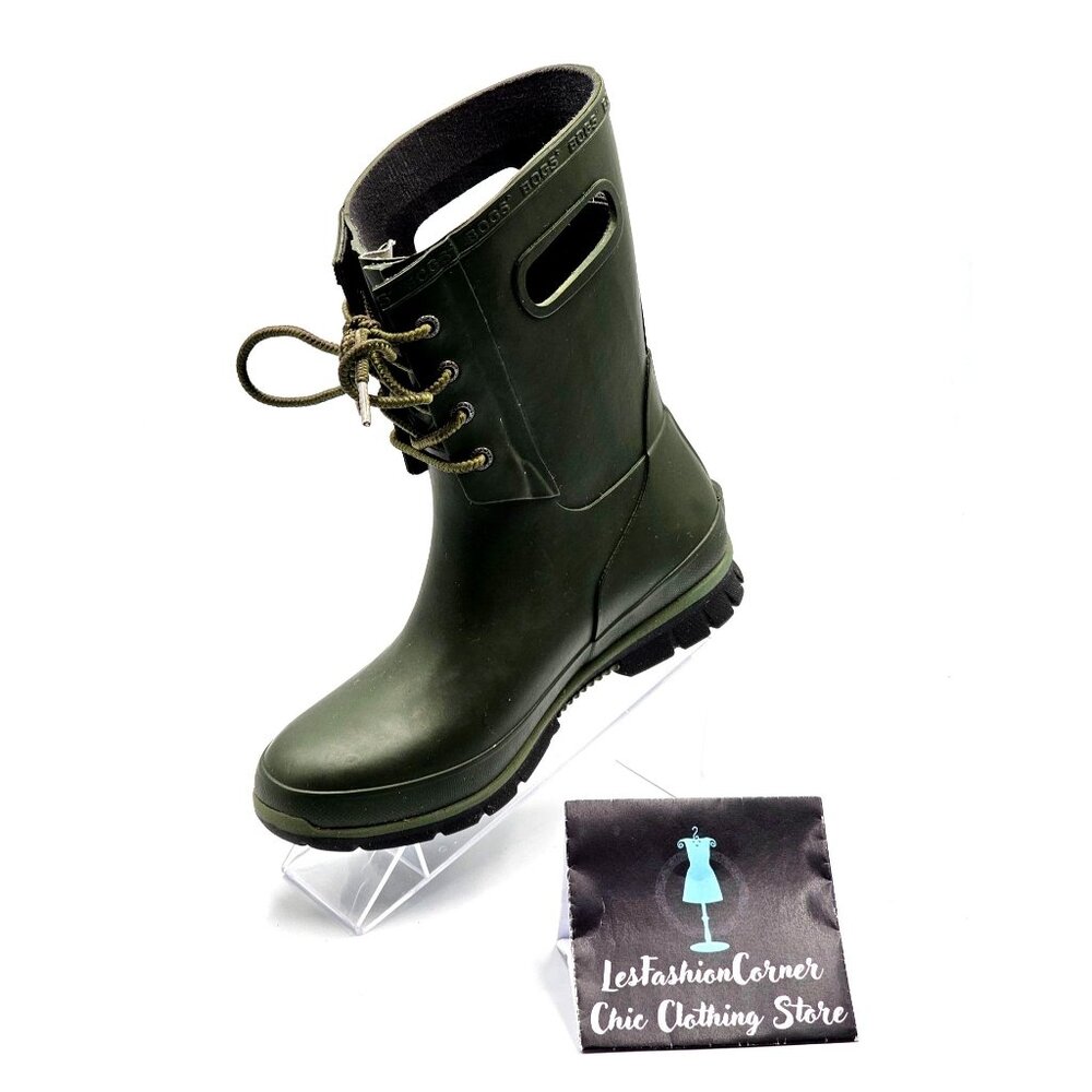 Bogs Women's Olive Green Rubber Amanda Waterproof Outdoor Rain Boots Sz 6 2347 - Picture 15 of 16